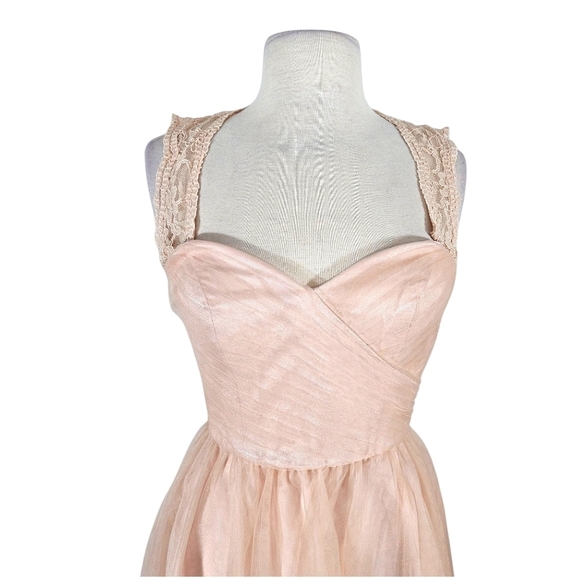 NWT Mori Lee Blush Pink Lace & Tulle Sweetheart Party Dress - Picture 2 of 9